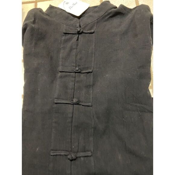 Chinese Style Black Cotton Linen Harori Jacket Size 5XL - Picture 2 of 7